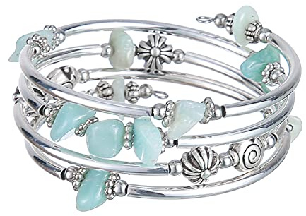 FULU AUTUMN Damen Boho Armband mit Mehrschichtiges Perlen Silber Wickelarmband Modeschmuck Geschenke zum Geburtstag und Muttertag für Frauen