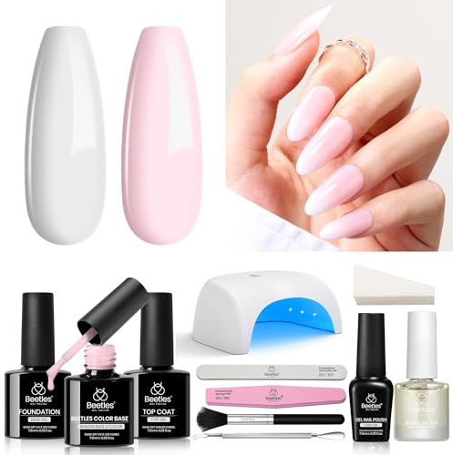 Beetles 18 st rosa gradient UV-gel med 1 allt-i-1 nagellampa, rosa, vit bas, topplack, hemmanikyr, färggel