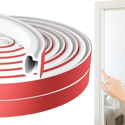 Jobon Draught Excluder for Doors - Weather Stripping Door Seal Strip, Window Soundproofing Door Sealing Strip, Rubber Self-Adhesive Draft Excluder Tape for Window Insulation (7M, White)