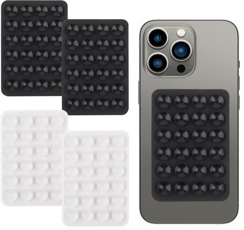 XMNIVATE Pack of 4 Car Phone Holder, Silicone Suction Cup, Power Bank Holder (Black, White)