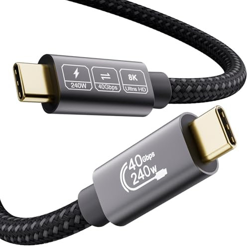 EUDOBEL USB 4 Kabel mit Thunderbolt 4, HDR 8K@60Hz 4K@144Hz Videokabel, Ladekabel 240W 5A PD3.1, 40Gbps Thunderbolt 3 Kabel 0,5m für eGPU, iPhone 16/15, SSD, Galaxy S24, MacBook, Dockingstationen, Hub