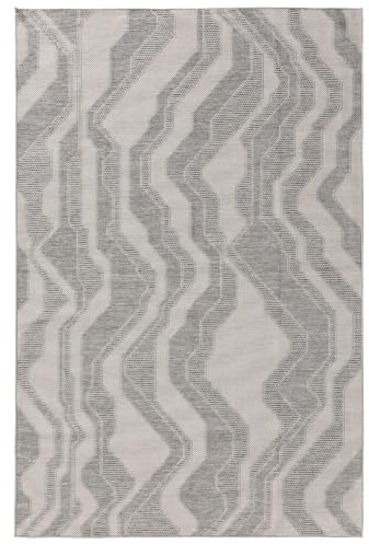 benuta Nest Teppich Bronco - Grau 160x230 cm - Kunstfaser - Outdoor geeignet - Rechteckig & im Style: Geometrisch, Minimalistisch - Pflegeleicht für Wohnzimmer Schlafzimmer