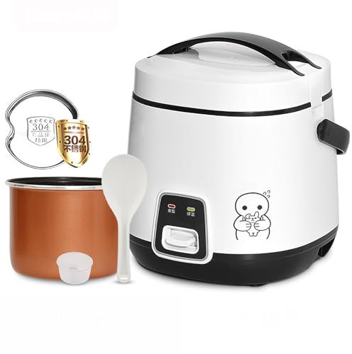 Mini Rice Cooker,1.2/1.8L Portable Non-Stick Small Travel Rice Cooker,with Steamer,for Family,Dormitory,Car,On-the-Go,for 1~3 People rice cooker(1.8L-280W)