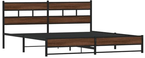 vidaXL Metallbett ohne Matratze Braun Eichen-Optik 200x200 cm