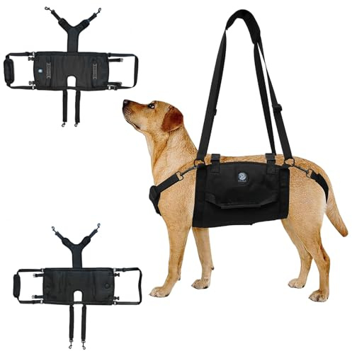 KAJILE Imbracatura per Cani per Tutto il Corpo,Zaino di Supporto per Cane di Grossa Taglia,Adatto per lesioni Articolari, Anziani,Artrite,Riabilitazione Chirurgica,Nero,L