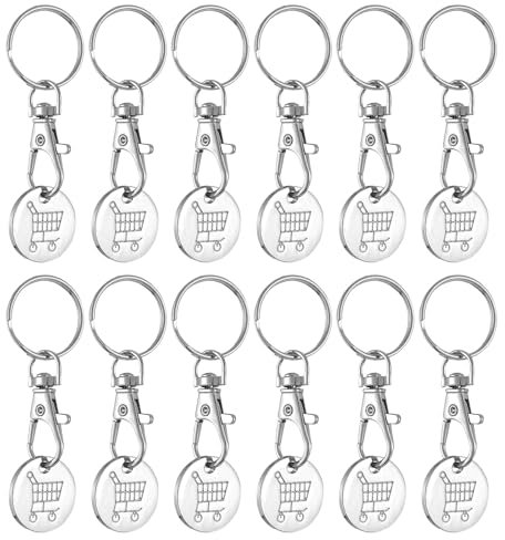 BORISCA 12 Pcs Extracteur de Caddie, Porte-Clés avec Jeton de Chariot, Boîte de Rangement Jeton pour Chariot de Courses