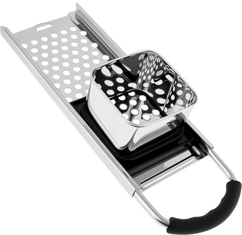 Foppla Machine à späetzle en acier inoxydable - Presse à nouilles efficace amovible - Passe au lave-vaisselle - Pour pâtes maison - Argenté