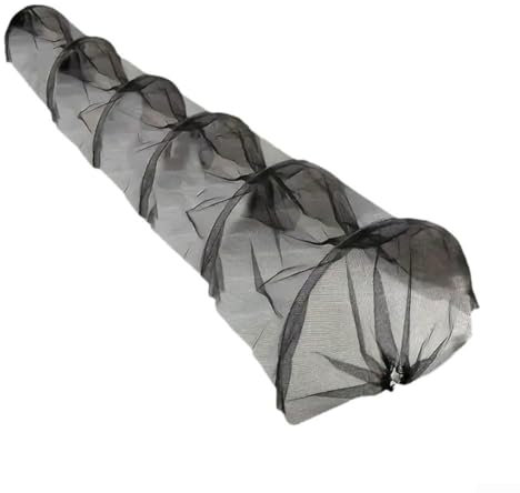 Todikaper Tunnel de Plantation agricole 300 x 45 x 45 cm en Plastique Noir/Blanc/Vert FONCÉ/PE avec Filet pour Jardin Potager Protection Contre Le Gel Serre sans Support (Noir)