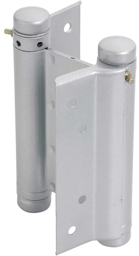 Double Action Spring Hinge Pair, 150mm 6 Silver Lacquered, Self-Closing Swing Door Hinges for Inward & Outward Opening, Heavy-Duty Corrosion-Resistant with Screws & Adjustment Kit