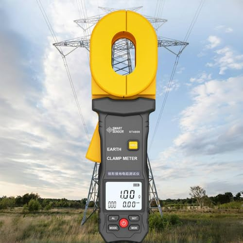 Digital Clamp Meter Multimeter - Ground Earth Resistance Tester (0.01Ω-1200Ω), Earth Leakage/Voltage Tester with 0.00mA-20A AC/DC Current