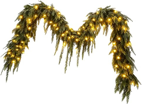 Weihnachtsgirlande – Dekoration grün Haus Zeder | Weihnachtsgirlande weich 1,8 Meter - für Innen Außen Wohnzimmer Fenster Eingang Winterfest