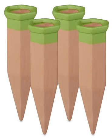 Relaxdays 8 x Picos de Arcilla para riego, Conos para Botellas Pet de 1,5 l, para jardineras y Plantas en Maceta, Terracota