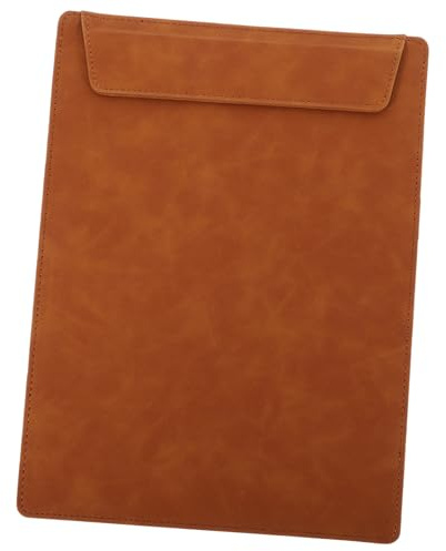 DIYEAH Portapapeles de Cuero A4 Marrón Práctico Clip Robusto, Tablero de Escritura Multifuncional para Oficina y Conferencias, Herramienta Portátil para Documentos y Pedidos