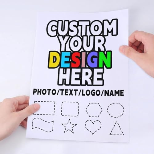 personalisierte Klebeetiketten mit Schrift, mit Wunschtext, Bild, Logo, 2/4/6 PCS, Aufkleber selbst gestalten, für Unternehmen, Veranstaltungen oder persönlichen Gebrauch