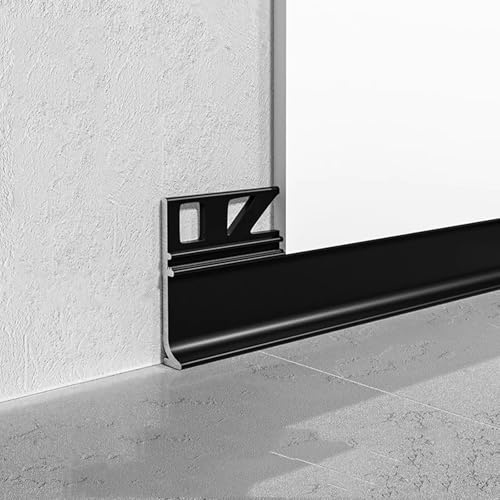 8 Pezzi Di Battiscopa In Alluminio, Altezza 30/40/50/60/70/80 Mm × Lunghezza 125 Cm, Metallico, Per La Decorazione E Riparazione Della Base Parete(Elegant Black,80mm)