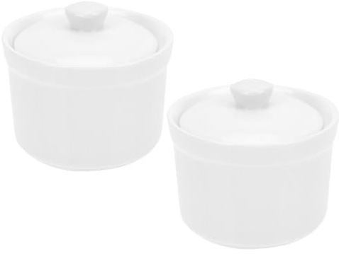 GALPADA Pentole in Ceramica per Zuppa 2 Pezzi da 380 Ml con Coperchio Vaso di Terracotta Cinese per Stufati Ciotole in Porcellana Resistenti a Crepe per Cucina in Forno e Microonde