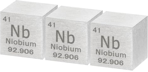 QUARKZMAN Niob Würfel 0.39 Zoll Hochdichte Metall Element Würfel 3 Stück | Metall Dichte Würfel Chemische Elemente Sammlung Wissenschaft Bildung Experiment Anwendung Silber