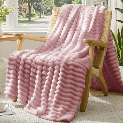 Vielit Kuscheldecke Flauschig,Ultral Weiche Kuscheldecke 150x200 XL-Leichte Atmungsaktiv Wohn- & Kuscheldecken, Tagesdecke & Sofadecke überwurf, Pflegeleicht Cord Decke für Zimmer Deko, Dusty Rose