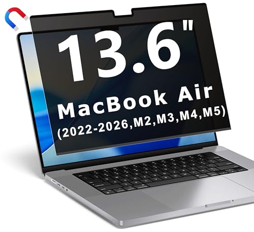 YBTFBG Magnetischer Blickschutzfolie für Macbook Air 13 & 13,6 Zoll (2022–2026, M2, M3, M4, M5), Abnehmbarer Laptop Sichtschutzfilter und Blendfreier Blaulicht Sichtschutzfolie