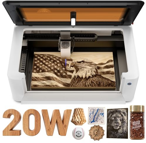 LaserPecker LX2 20W Lasergraviermaschine der Klasse 1 mit 12MP 6K Kamera | 1000mm/s, 50x30cm Arbeitsfläche, Gravieren und Schneiden von Holz, Metall, Acryl, gewölbten Flächen, KMU, DIY