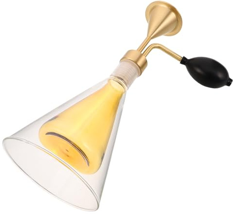 Veemoon Difusor de Aceite Esencial de Vidrio Doble Capa, Frasco Probador de Aromaterapia de Latón 2.0mm Bomba Corta, Dispositivo para SPA y Uso Doméstico, Dispensador Preciso