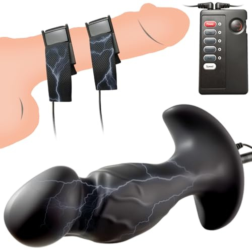 Electroshock Plug Anal Estimulador de Próstata Hombre Dilatador Anal Electroestimulación Butt Plug Silicona Estimulación Eléctrica Anillos de Pene con Anfitrión Mujeres Punto G Masajeador Bdsms