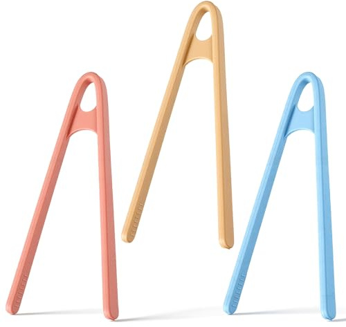 3Pcs Mini Silicone Tongs, 5.5 Small Kitchen Tongs in 3 Colors, Multipurpose Silicone Tong for Food Serving, Cooking, Baking & Kitchen Tasks, Heat - Resistant Non