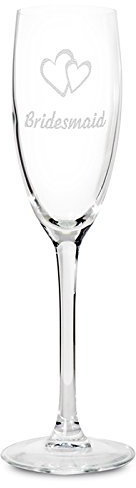 'Bridesmaid' Glass Champagne Flute With Heart Motif- Ideal Wedding Gift