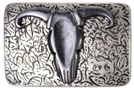 FRONHOFER Büffelkopf Gürtelschnalle 4 cm altsilber, Westernschnalle, Koppelschnalle, 18067, Farbe:Silber, One Size Accessoires :One Size