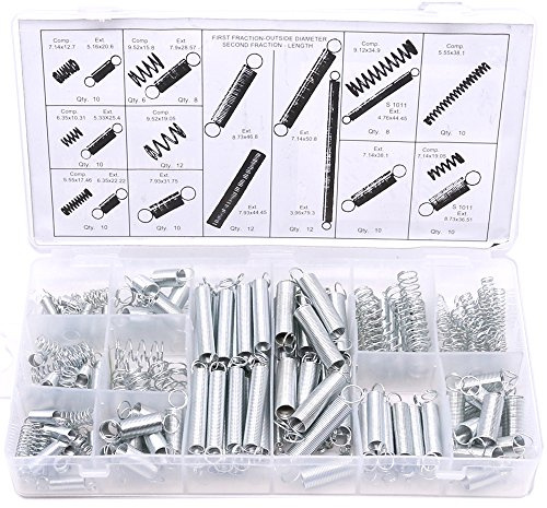 Glarks 200Pcs Zinc Plated Extension and Compression Industry Spring Assortment Kit