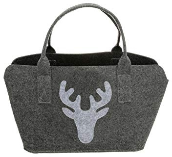 GILDE 1 x Tasche Hirsch Filz grau Ornament Länge 40 cm, Einkaufstasche (rechts (Stückpreis))