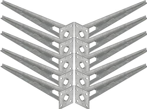 Bodenhülsen 10er Set Ø 34 mm – 50 cm Einschlaghülsen Pfostenträger mit Kopfplatte 10x10 cm, Feuerverzinkt – Zaunpfosten für Maschendrahtzaun & Schweißgitterzaun, Montage ohne Beton