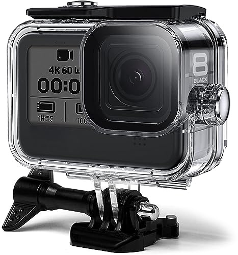 FitStill 60M/196FT Wasserdichtes Gehäuse für Go Pro Hero 8 Black, Schützende Unterwasser-Tauchgehäuseschale mit Halterungszubehör für Go Pro Hero 8 Black Action-Kamera