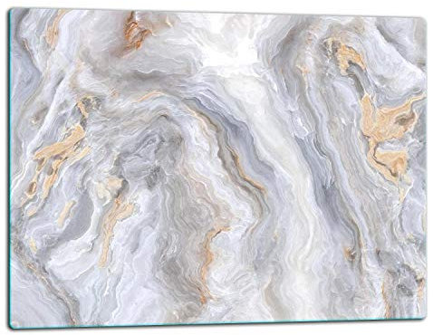 TMK ArtDeko – Schneidebrett Glas – Glasschneidebrett für die Küche 52x40 cm – Robust, Hygienisch & Rutschfest – Glas Schneidebrett – Zusätzliche Arbeitsfläche – Vielseitige Nutzung