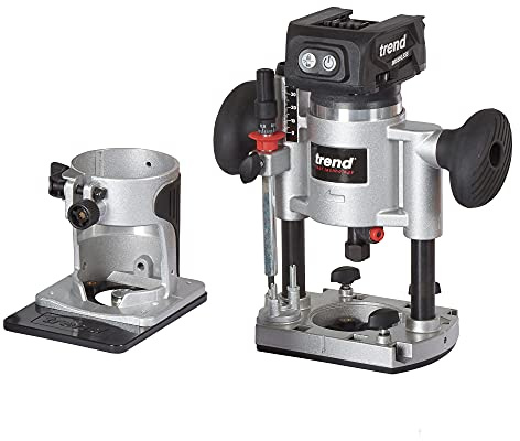 Trend 18V Cordless 1/4 Brushless Dual Base Plunge and Trim Router Kit, Bare Tool (Battery & Charger Sold Separately), T18 Range, T18S/R14KB