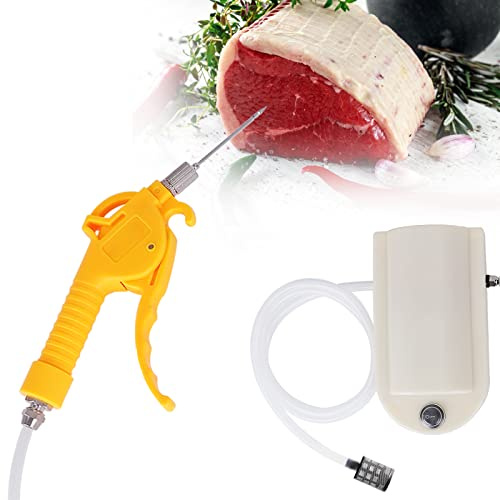 Electric Meat Injector Gun Pump with Hose, 50W Automatic Marinade Injector Syringe Kit for BBQ, Turkey Pork Beef, 10 Stainless Steel Needles for Home Kitchen & Outdoor Grilling