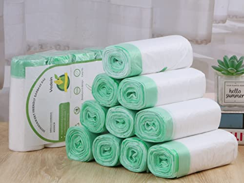 Vedein compostable trash bags(about 1.8 litres)4 gallon trash bags drawstring, white garbage bag drawstring, toughness unscented small garbage bag,100 Count,Garbage Bags for Home Office Bathroom