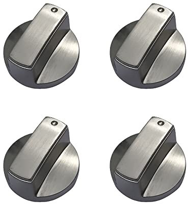 YANWANDEFA 4 Pcs 6MM Silver Gas Hob Knobs - Universal Metal Switch for Kitchen Cooker Stove Oven Cooktop