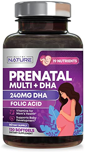 Prenatal Vitamins for Women - Multivitamin with DHA, Folic Acid, Vitamin C, B12, Iron & Omega-3 - Before, During & Post Pregnancy Supplement for Healthy Growth & Brain Development - 120 Softgels
