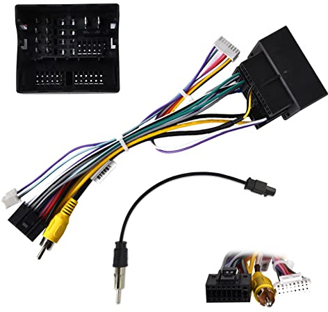 52 Pin Kabelbaum ISO Adapter für VW Polo Golf 5 Passat Skoda Android 15 Autoradio Universal ISO Standard Buchse mit Funkantenne