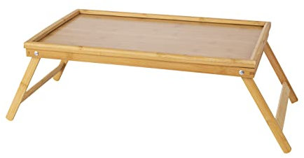 HERSIG - Bandeja portátil - Mesa para Cama - Bandeja de Bambu Plegable 50x30x21 CM - Bandeja Cama Resistente - Mesa Comer Sofa - Mesas Auxiliares Plegables - Bandejas Auxiliares