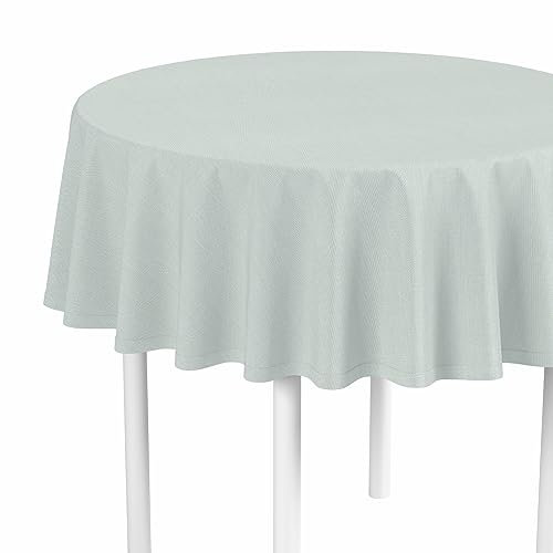 LILENO HOME Tischdecke rund abwaschbar als Meterware [160 cm rund] in Hellgrau - Gesäumte Polypropylen Gewebe Tischdecke wasserdicht mit Fleckschutz