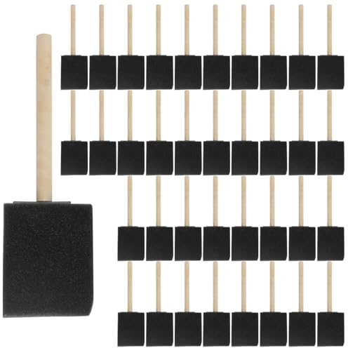 DAKFOOK 100 st 5 cm skumfärgborstar, 17 x 5 cm svampborste med trähandtag, skumborste målning verktygssats för målning hantverk konstprojekt