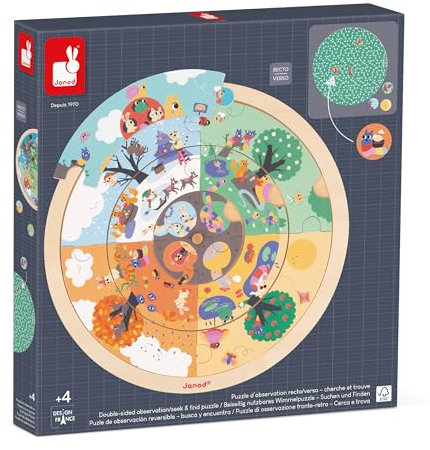 Janod - Pädagogische Produktpalette - Wimmelpuzzle Kind - Suchspiel Der Garten - Pädagogisches Kinderspielzeug - Spiel aus FSC-Holz - Ab 24 Monaten, J05090