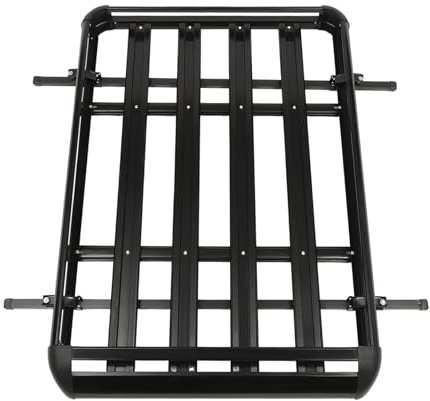 HuKaiL Baca universal de 140 cm, portaequipajes para coche, doble capa, aleación de aluminio, hasta 150 kg, barras cerradas para modelos todoterreno, color negro, 140 x 100/135 cm