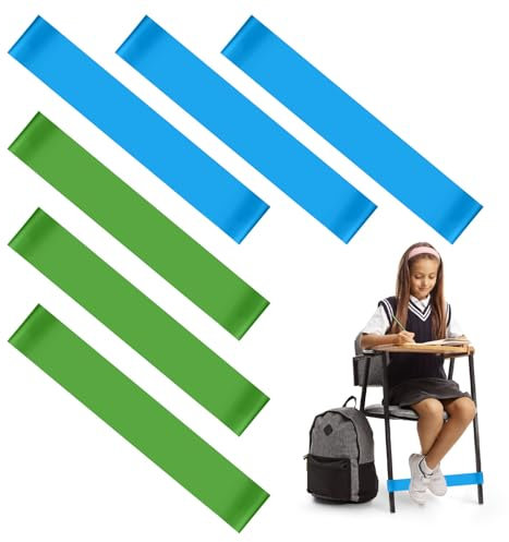 6 Piezas Bandas Elásticas Latex Natural Sillas para Pies Inquietos Niños Nerviosos, Bandas de Ejercicio para Niños Activos con TDAH Autismo Hiperactividad Fitness Yoga Culturismo Pilates