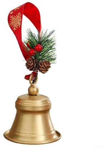 Weihnachtsglocken, Weihnachtsdekoration, kleine Glocke mit Samtschleife, fröhliche dekorative Glocken aus Metall für eine unvergessliche Weihnachtszeit (A)