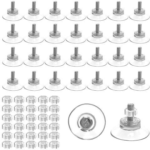 CATELL 30 Stück PVC Saugnäpfe Mit Gewinde M5, Ø34mm, Dauerhaft Stark für Fenster, Bad, Auto, Zahnbürstenhalter, Dekoration, Aufhängung