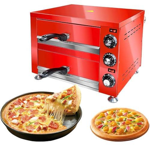 Forno per Pizza Commerciale per Interni da 1100 W, Forno Elettrico per Pizza A 2 Strati da Piano di Lavoro da 12, Forno per Pizza in Acciaio Inossidabile con Temperatura Regolabile E Timer da 60