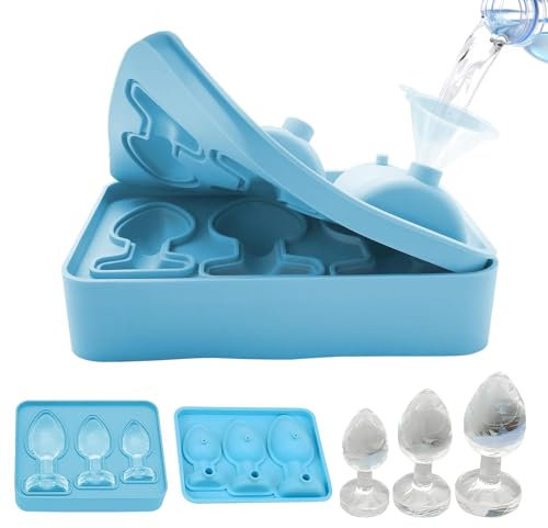 Moule à Glaçon Rigolo Avec Couvercle Silicone Pour Adulte, Créatif de Nouveauté Pour Whisky Boissons Fête Anniversaire, Empilable et Réutilisable Bac à Glaçons Sans BPA (Blue)